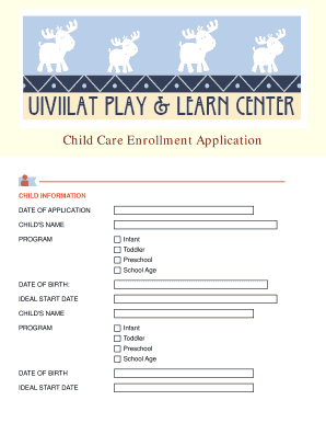 Child Care Enrollment Application