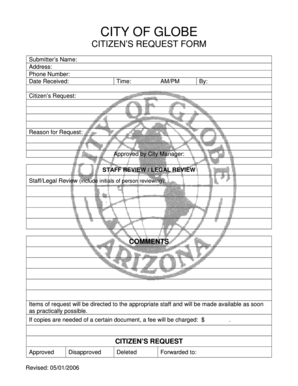 City of Globe Citizen's Request Form