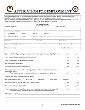 Application for Employment Form