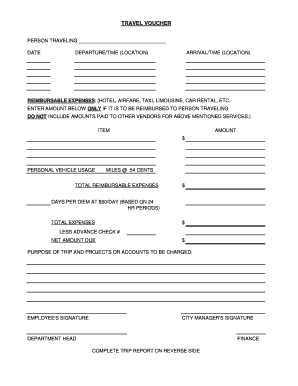 Travel Voucher Reimbursement Form