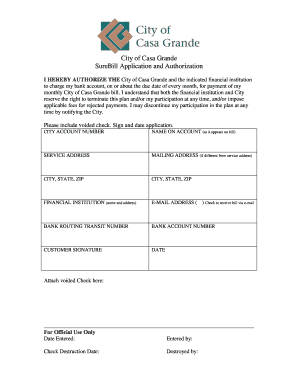 City of Casa Grande SureBill Application and Authorization