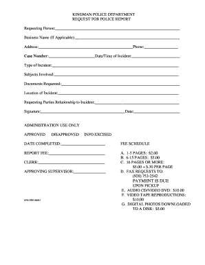 Kingman Police Department Request for Police Report