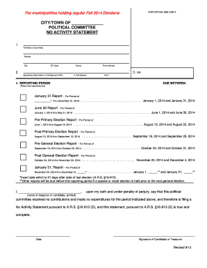 Arizona Political Committee No Activity Statement