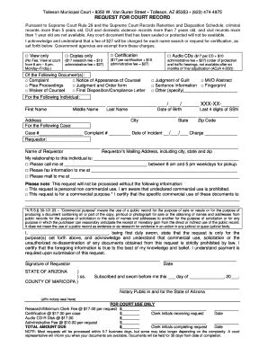 Arizona Request for Court Record