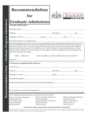 Graduate Admission Recommendation Form