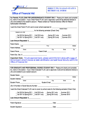 Direct PLUS Loan Status Retrieval Form