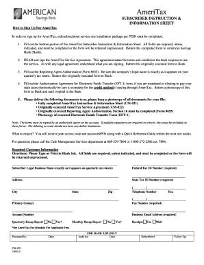 AmeriTax Subscriber Instruction & Information Sheet