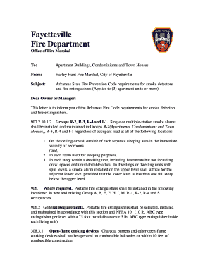 Arkansas Smoke Detector and Fire Extinguisher Compliance Form