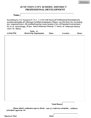 Arkansas Teacher Professional Development Form