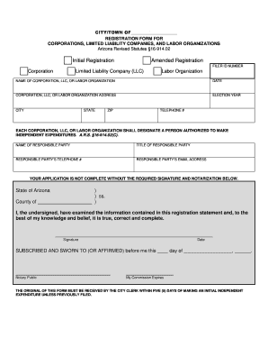 Arizona Corporation Registration Form