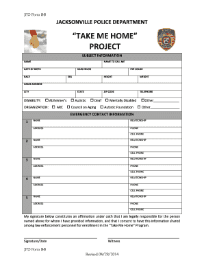 Take Me Home Program Form