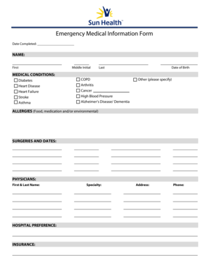 Emergency Medical Information Form