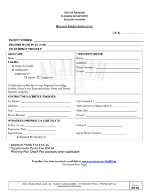 City of Anaheim Building Permit Application