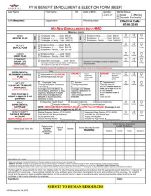 FY16 Benefit Enrollment & Election Form