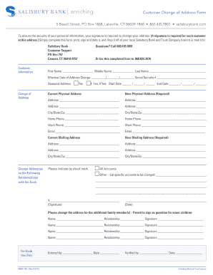 Customer Change of Address Form