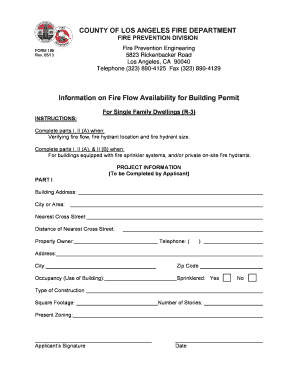 Fire Flow Availability Form for Building Permit