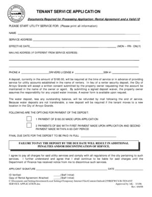 Tenant Utility Service Application