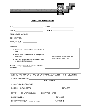 Credit Card Authorization Form