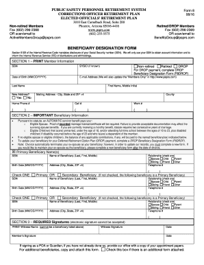 Arizona Corrections Officer Retirement Plan Beneficiary Designation Form