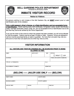 Bell Gardens Inmate Visitor Record