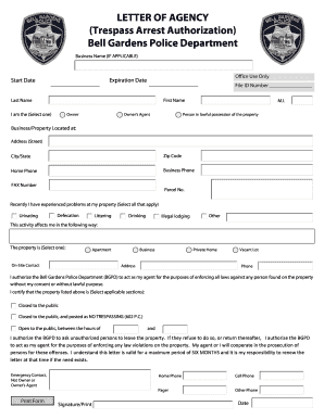 Trespass Arrest Authorization Letter