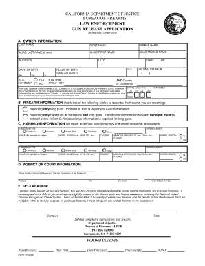 California Law Enforcement Gun Release Application