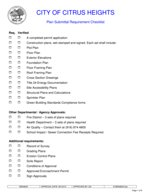 City of Citrus Heights Building Permit Checklist