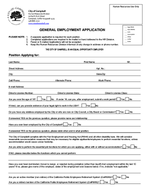 City of Campbell General Employment Application