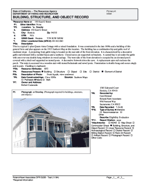California Building Structure and Object Record