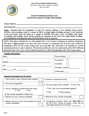 Solar PV Standard Electrical Plan