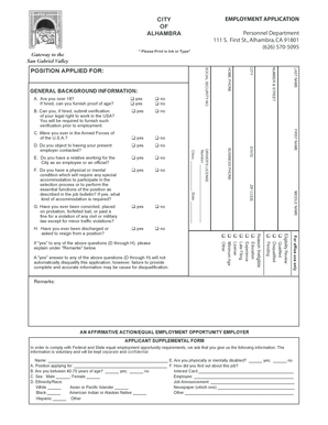 City Employment Application