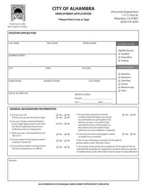 City of Alhambra Employment Application