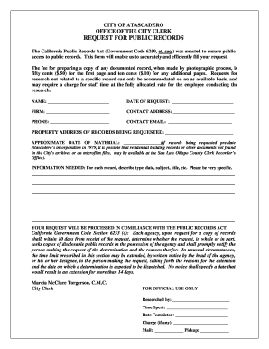 California Public Records Request Form