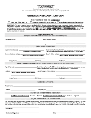 Section 8 Ownership Declaration Form