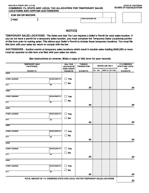 California Temporary Sales Tax Allocation Form