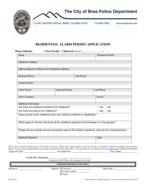 Residential Alarm Permit Application