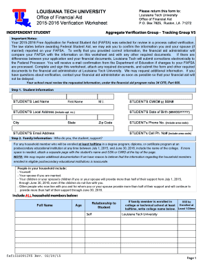 2015-2016 Verification Worksheet