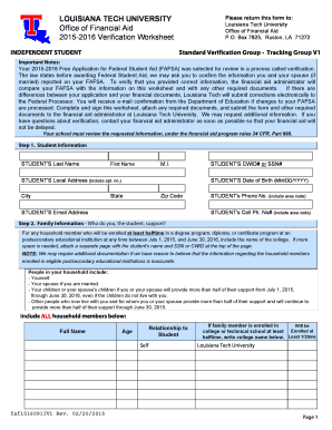 2015-2016 Verification Worksheet