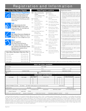 Brea Community Center Registration Form
