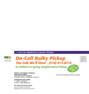 City of Emeryville Bulky Pickup Form
