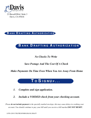Bank Drafting Authorization Form