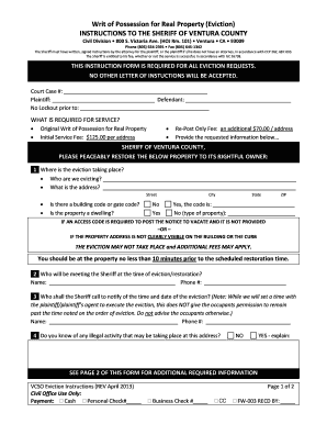 Writ of Possession for Real Property (Eviction)