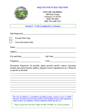 California Public Records Request Form