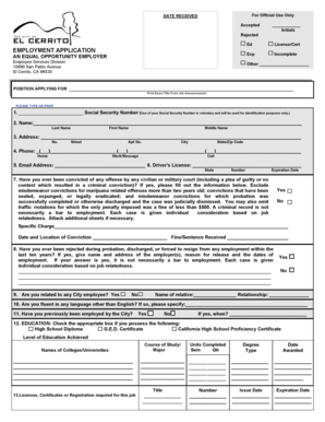 City of El Cerrito Employment Application