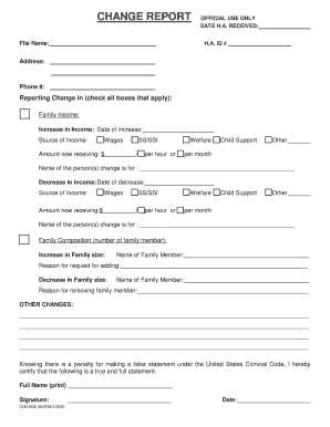Change Report Form