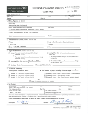 California Form 700 Statement of Economic Interests