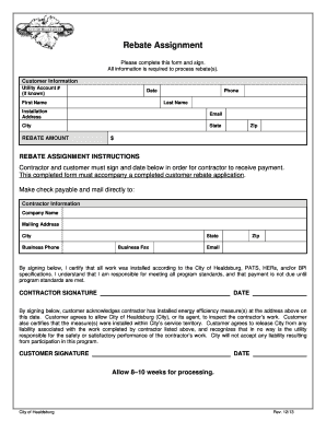 Rebate Assignment Form