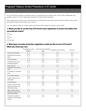 Tobacco Smoke Protection Survey