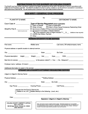 California Civil Process Service Request