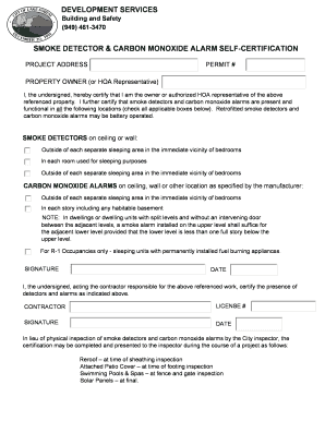 Smoke Detector and Carbon Monoxide Alarm Self-Certification